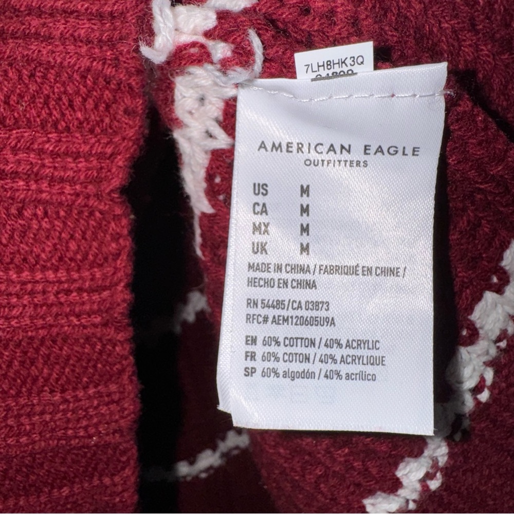 M157 American Eagle Outfitters Dark Red Burgundy Knit Sweater with White Stripes - Picture 4 of 13